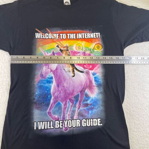 Small Black Welcome to the Internet Meme Shirt Lost Gods Cat Unicorn - Picture 9 of 15